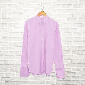 Suitsupply Extra Slim French Cuff Dress Shirt Purple Gingham Check Size 17